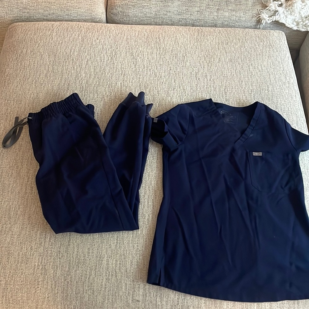 Navy blue Fig scrubs for sale.